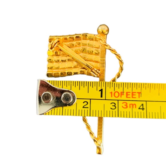 USA Flag Pin Rhinestone Crystal American Flag Brooch - Picture 2 of 9